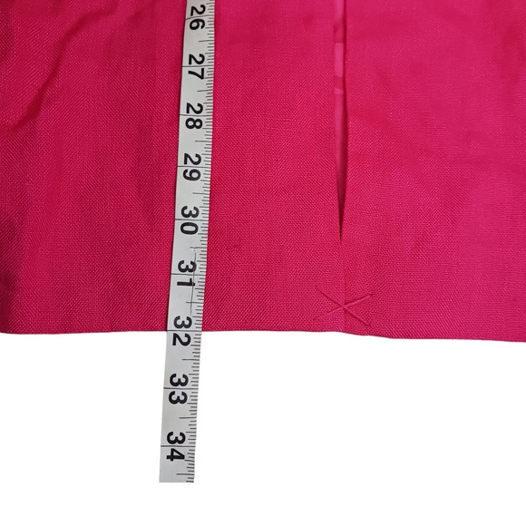 Talbots Skirt Womens 16W Petite Linen Midi Slit Lined Barbie Pink New Vintage - Picture 7 of 7